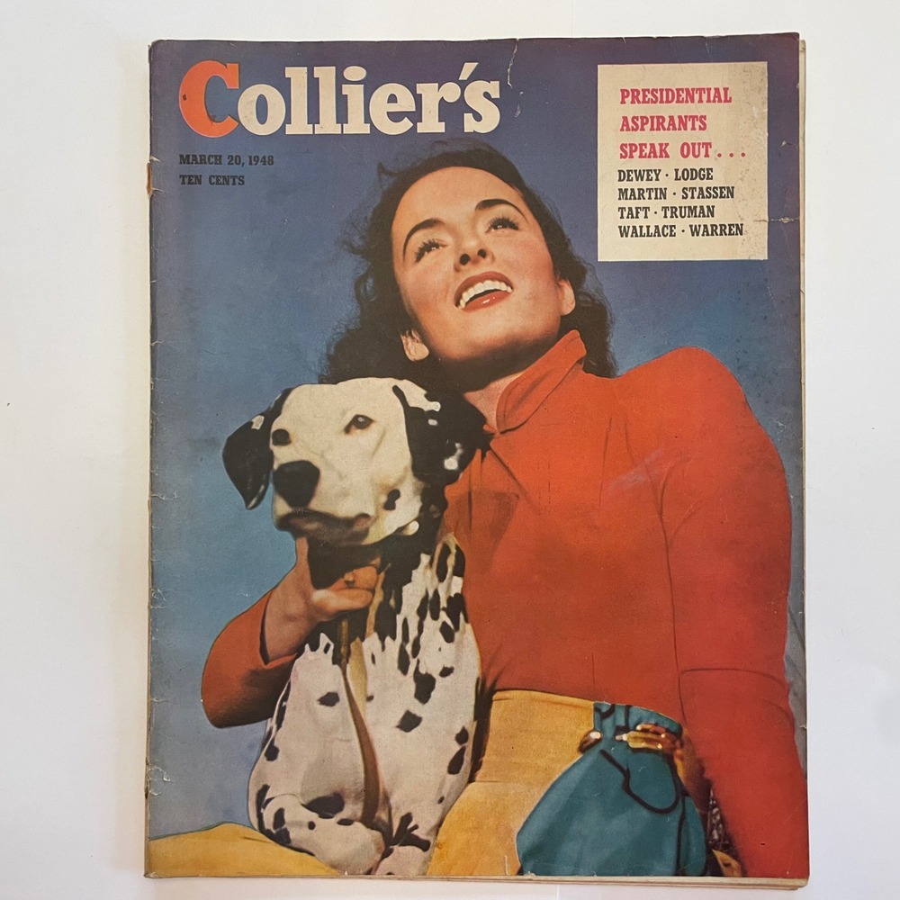 Vintage Colliers Magazine March 20 1948 Dalmatian Cover Coca-Cola Pontiac Ads